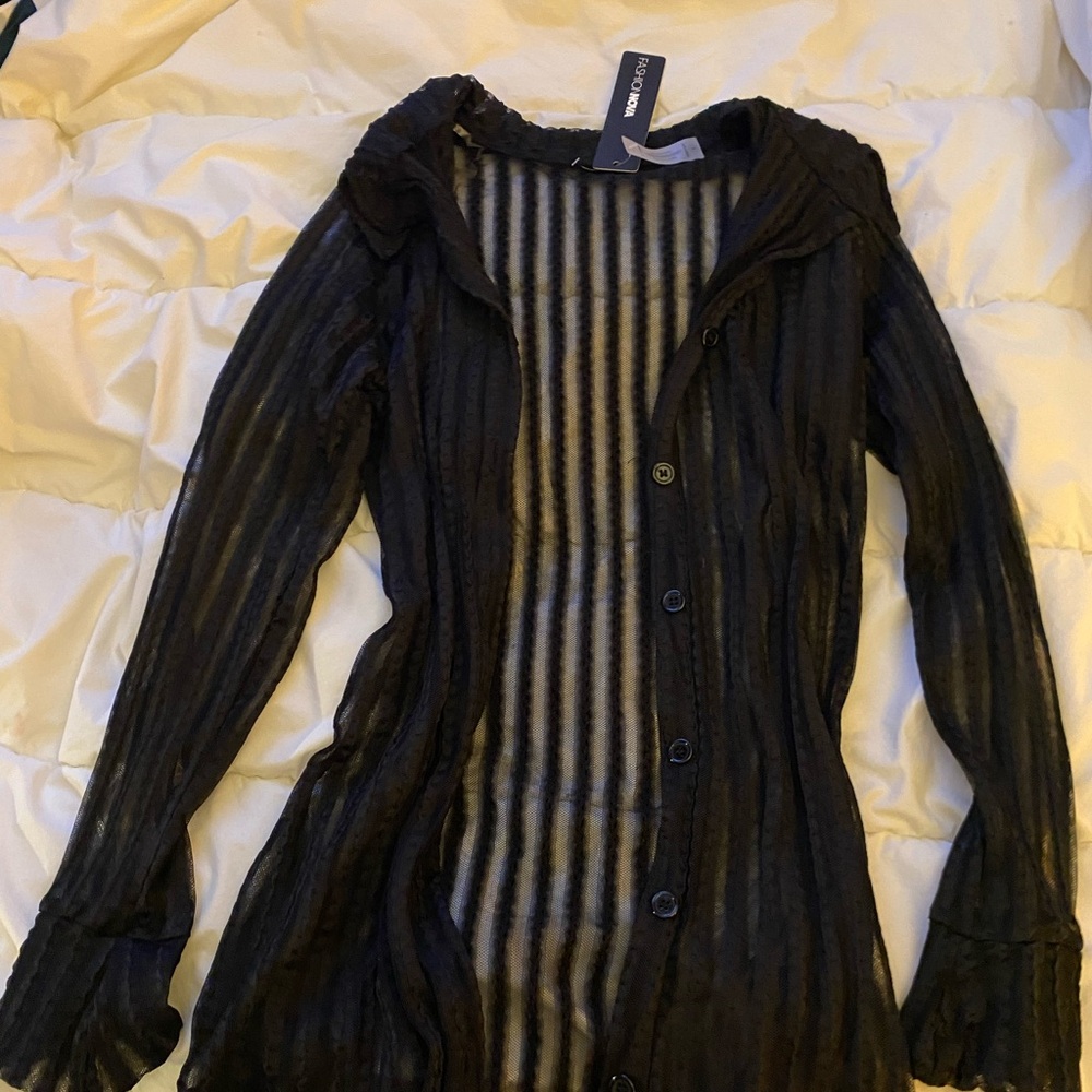 Fashion Nova Black Sheer Swim Coverup
